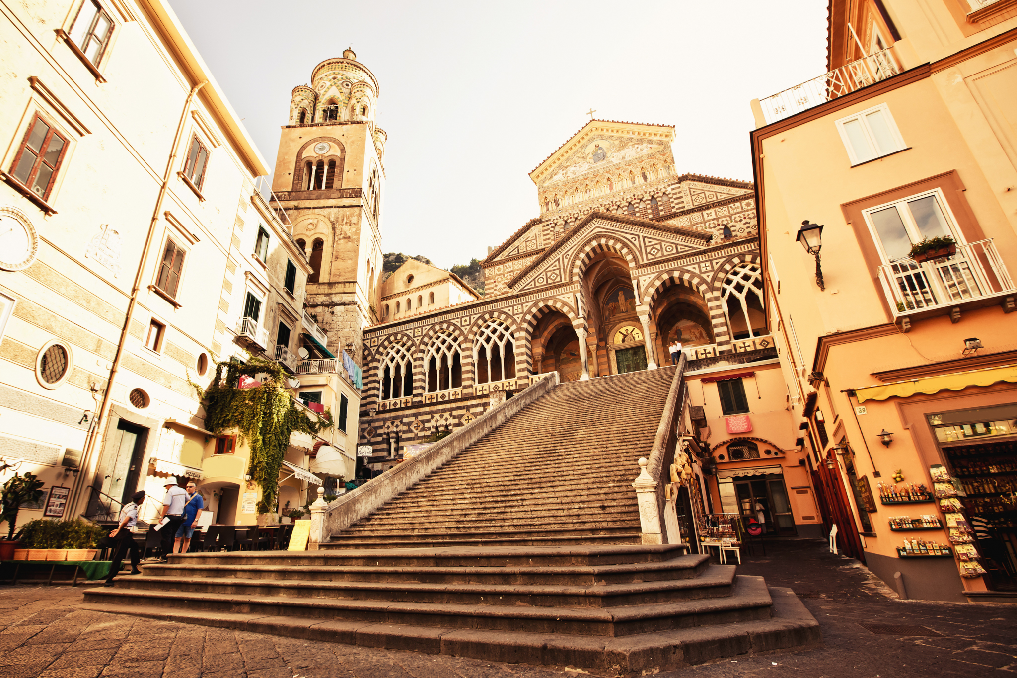 the square of the Cathedral of Santo Andrea in beautiful small town, Italy